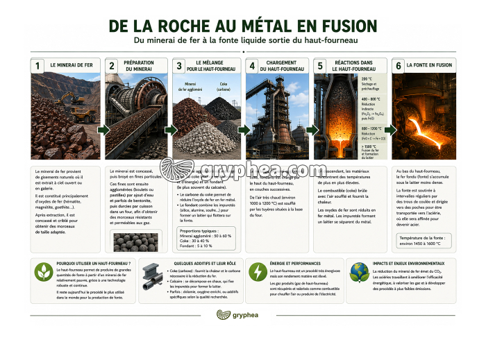 La fabrication de la fonte dans un haut-fourneau - gryphea.org